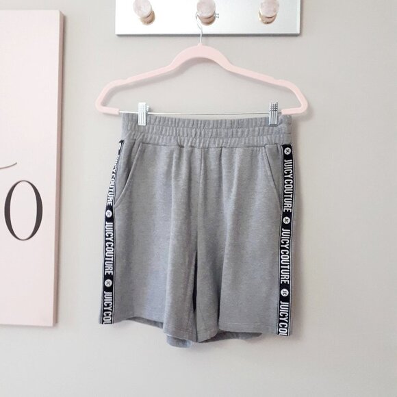 NWT Juicy Couture grey & brand stripe cropped sweatshirt & shorts coord set - Picture 14 of 16